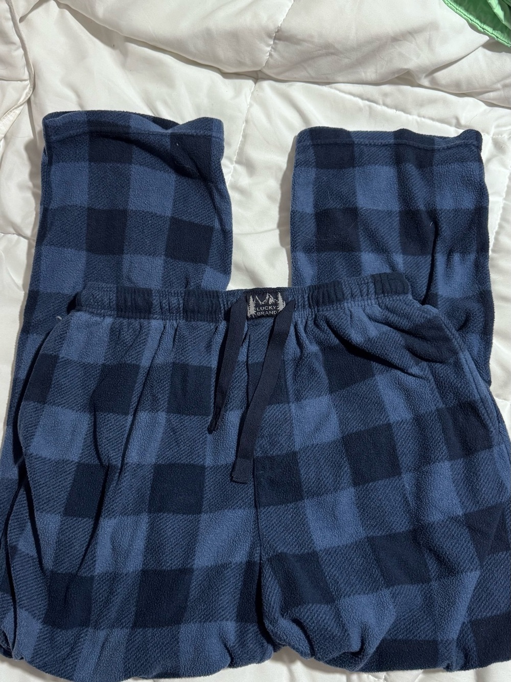 Lucky Brand Men’s Navy Plaid Fleece Joggers